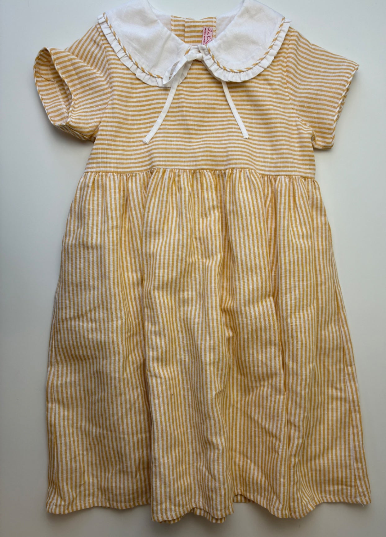 La Coqueta Dress - Yellow Striped w/ Peter Pan Collar | size 8