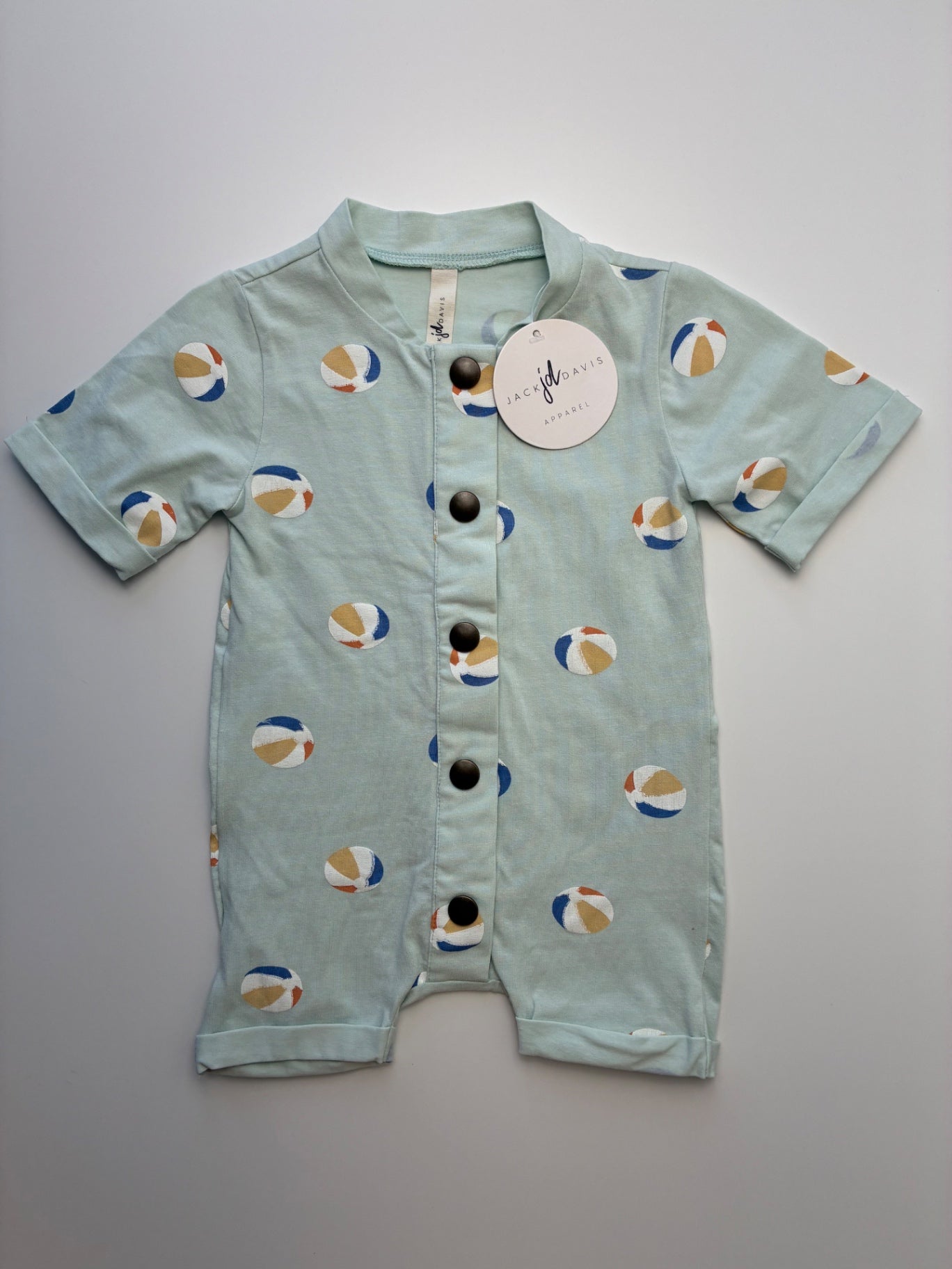Jack Davis Onesie - Green Beach Balls | size 6 - 9 Months