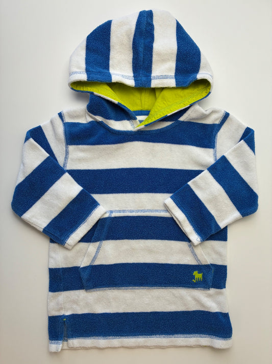 Mini Boden Cover Up - Blue Striped Terry w/ Hood | size 2T/3T