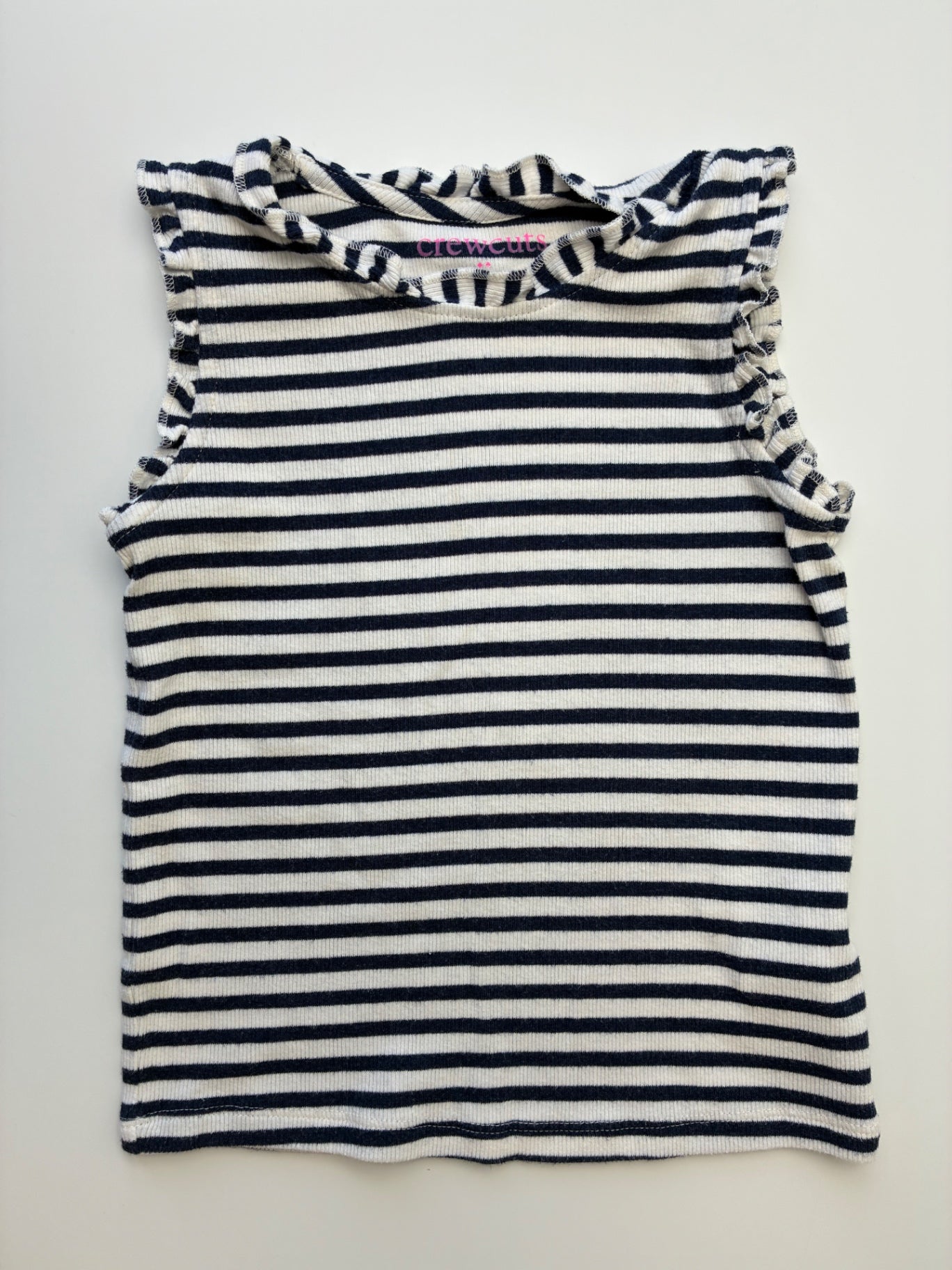 Crewcuts Tank Top - White/Navy Striped + Ribbed | size 4T/5T