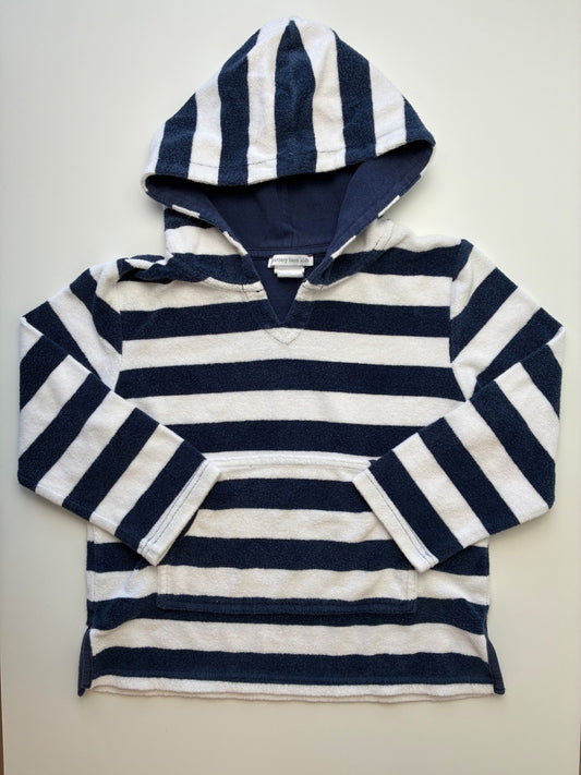 Pottery Barn Kids Cover Up - Navy Blue Striped Terry w/ Hood | size 4T/6