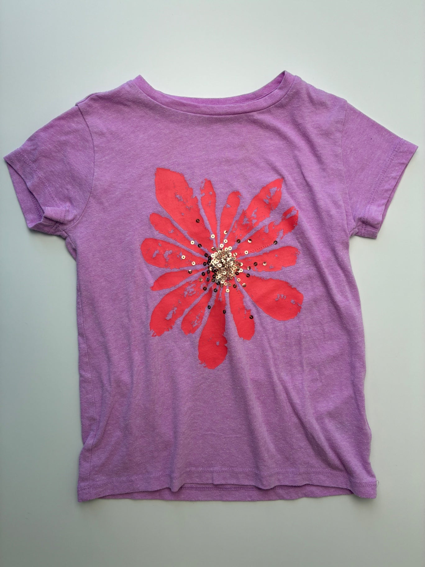 Crewcuts T-Shirt - Purple Sequins + Flower | size 4T/5T