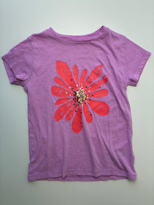 Crewcuts T-Shirt - Purple Sequins + Flower | size 4T/5T
