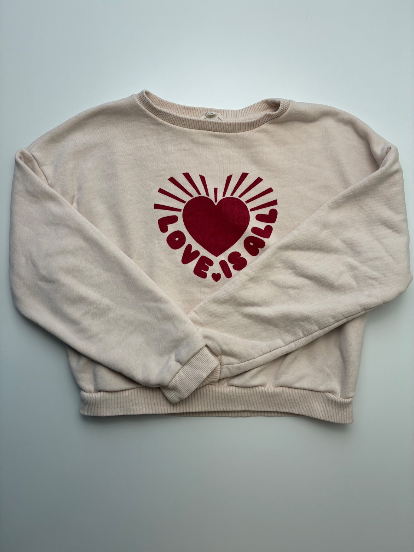 Louis Louise Sweatshirt - Tan 'Love Is All' Cropped Crewneck | size 10