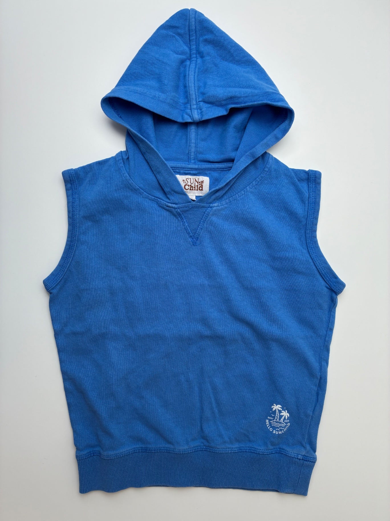 Sun Child Sweatshirt - Blue Sleeveless Hoodie | size 6