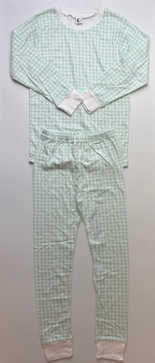 Sleepy Doe 2 Piece Ensemble - Green Gingham Long Sleeve + Legging Pajamas | size 10/11