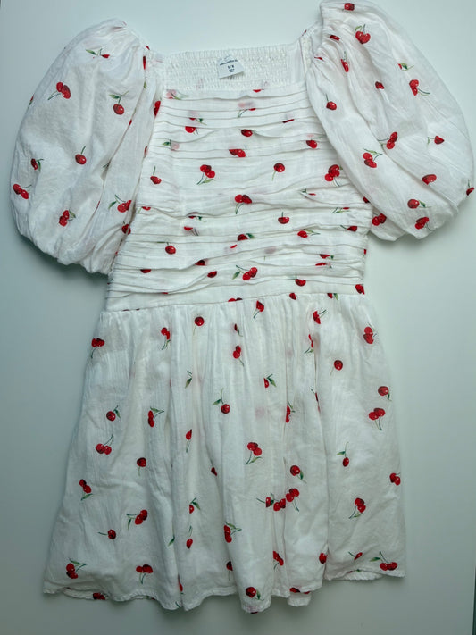 Abercrombie Kids Dress - White Cherries + Puff Sleeve | size 9/10