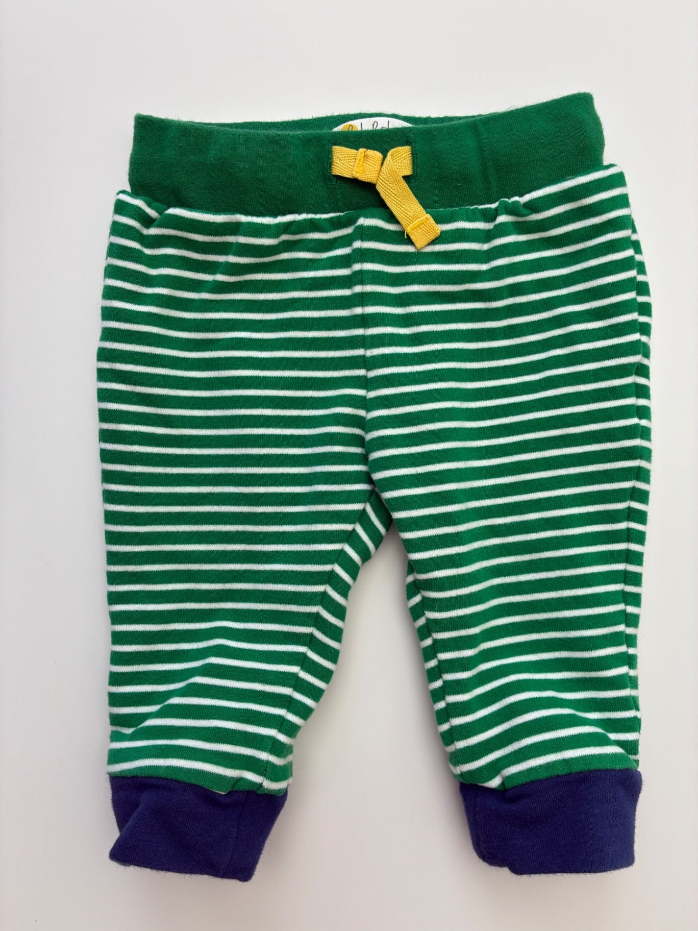 Baby Boden Sweatpants - Green Striped Joggers | size 3 - 6 Months