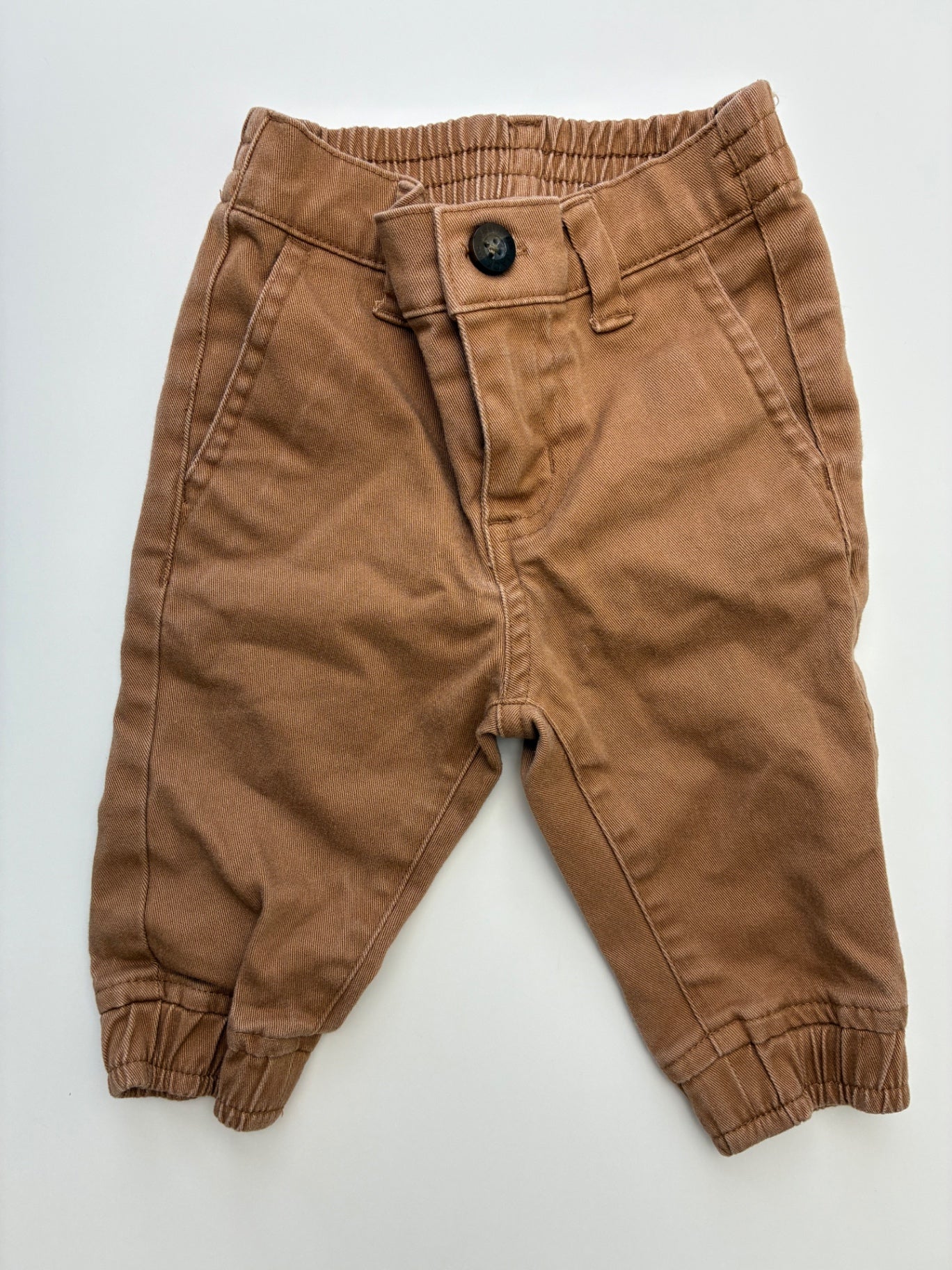 Janie and Jack Pants - Tan Cinched Ankle Khaki | size 3 - 6 Months