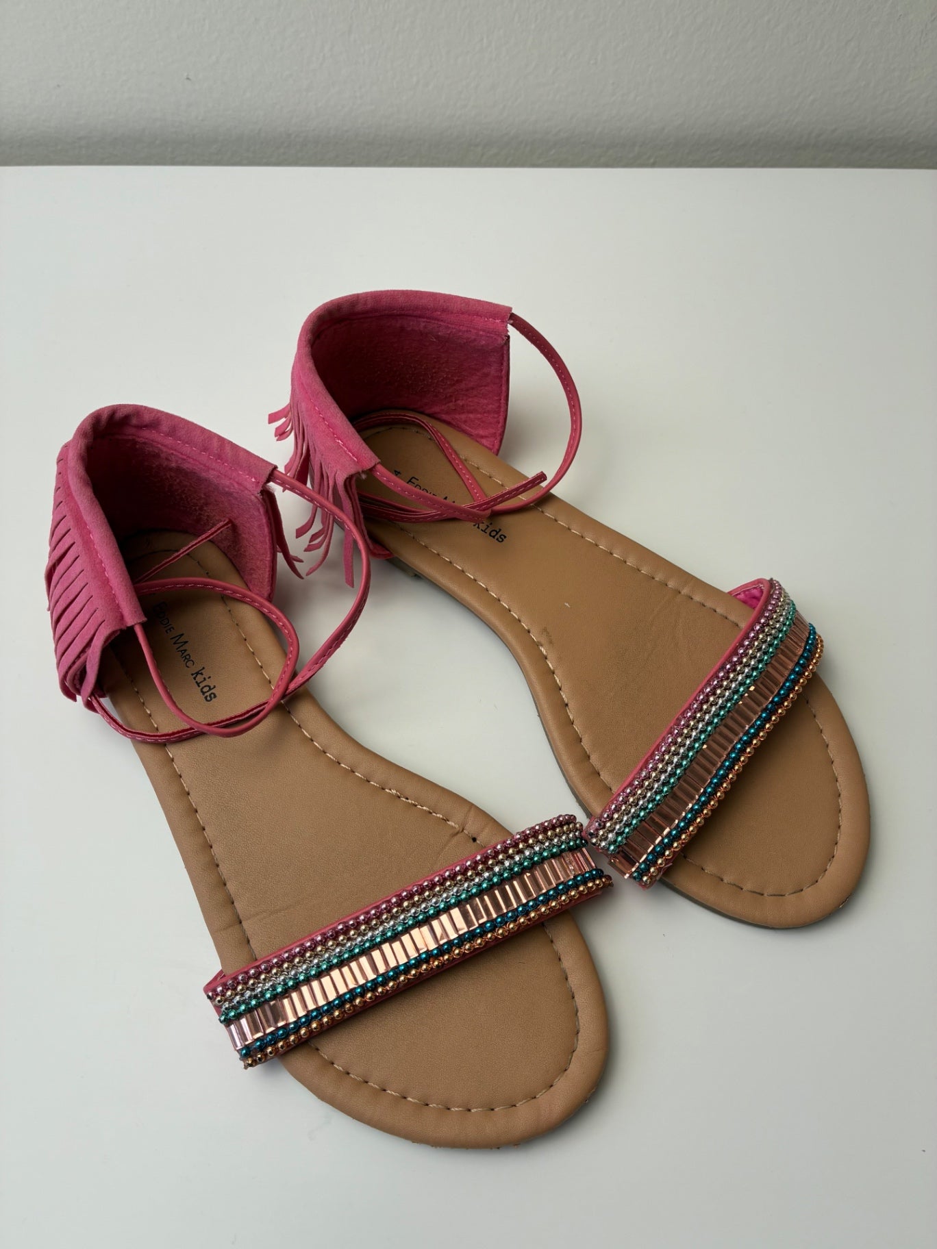 Eddie Marc Shoes - Pink Bedazzled Sandal | size Shoe 4