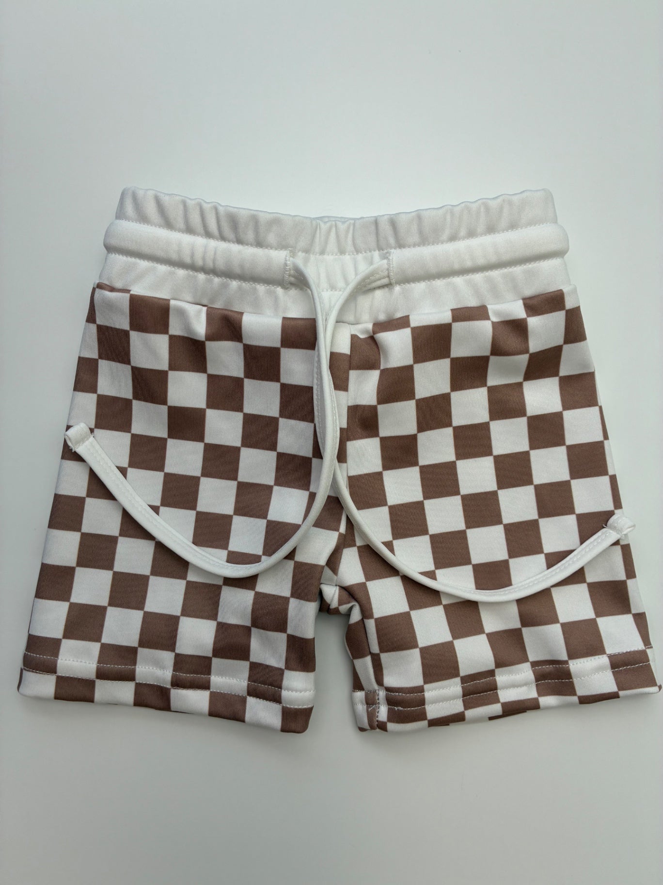 Orcas Lucille Swimsuit - Tan Checkered Swim Shorts | size 6 - 12 Months