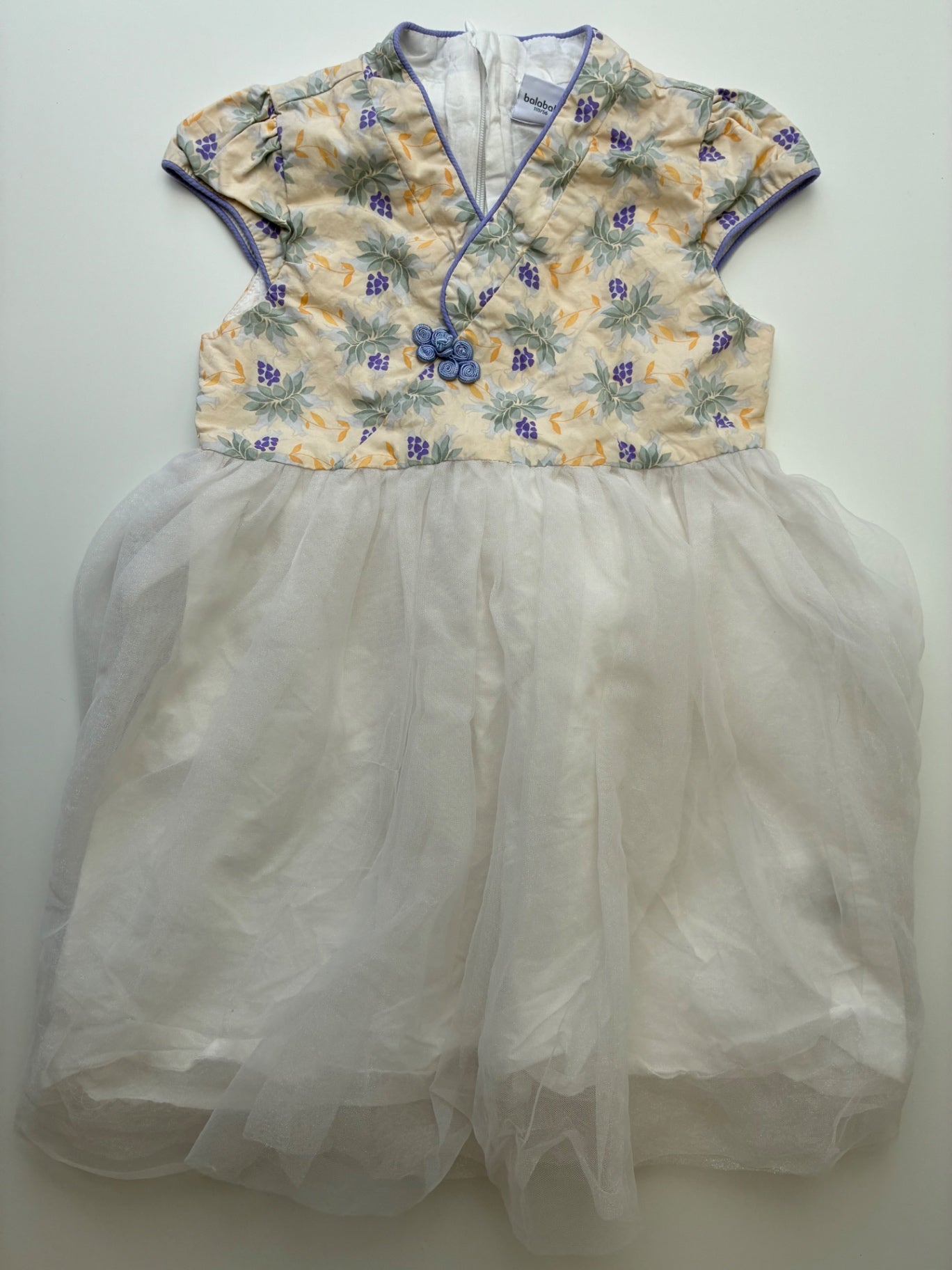 Balabala Dress - White Tulle Floral Qipao | size 4T/5T