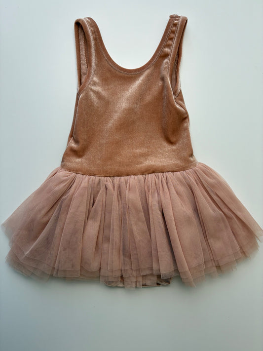 Noralee Dress - Tan Velvet Tutu Bodysuit | size 2T