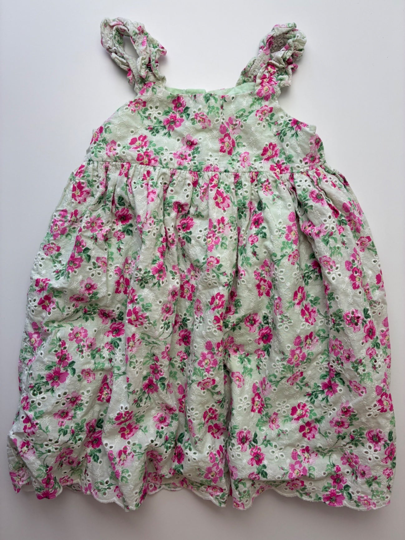 Janie and Jack Dress - Green Floral + Eyelet | size 4T