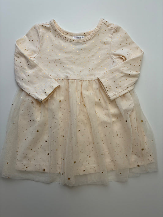 Hanna Andersson Dress - Cream Metallic Polka Dots + Tulle | size 12 - 18 Months