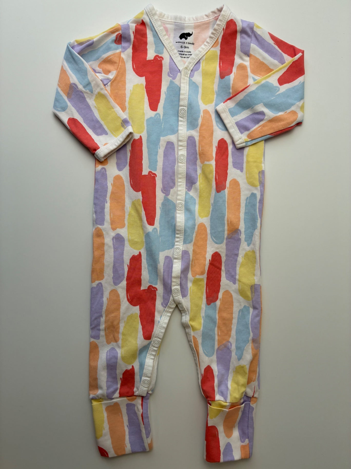 Monica + Andy Onesie - Multicolor Color Splotch | size 6 - 9 Months