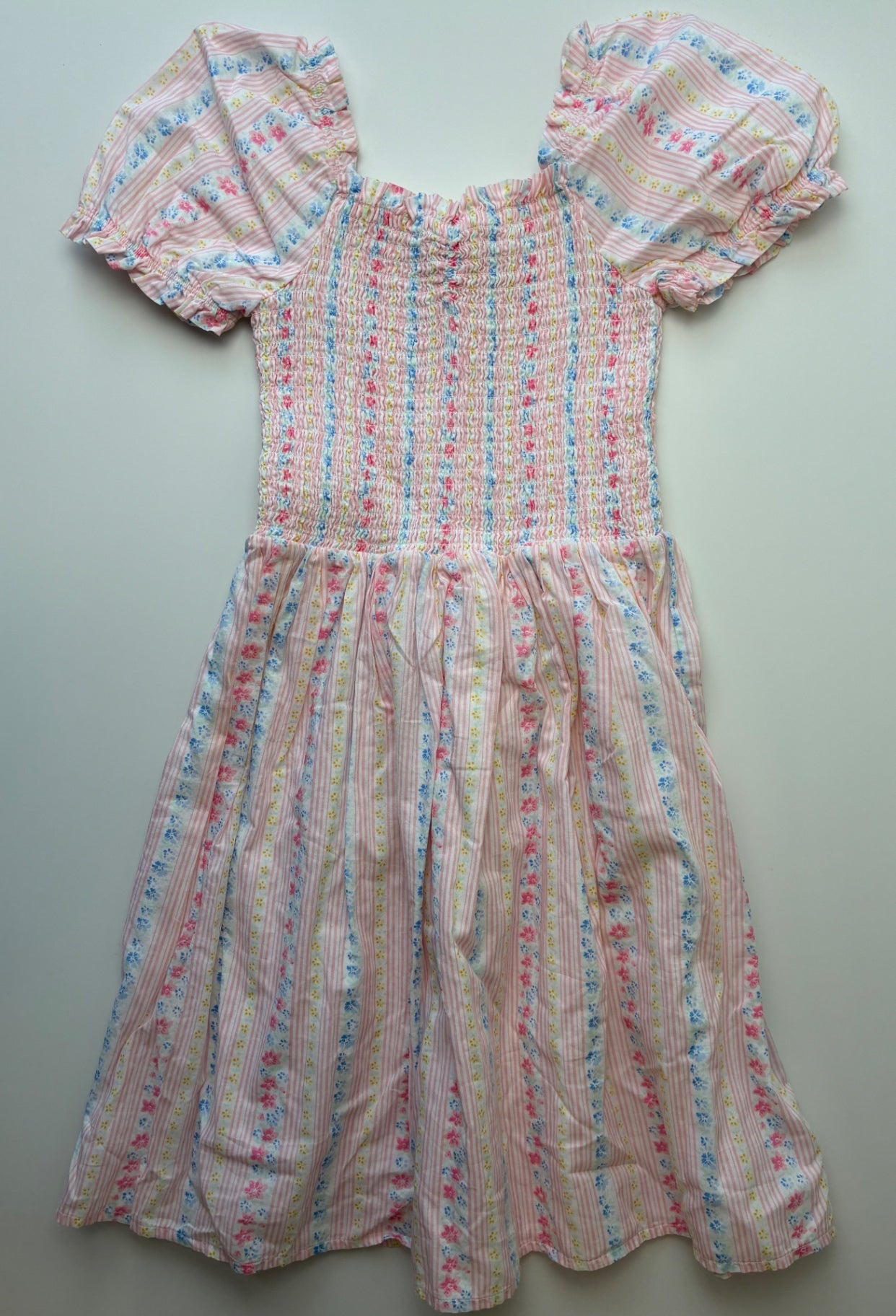 Janie and Jack Dress - Pink Floral Smocked Puff Sleeve | size 10