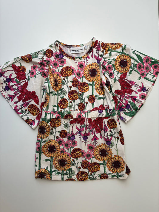 Mini Rodini Dress - Multicolor Floral Flutter Sleeve | size 2T