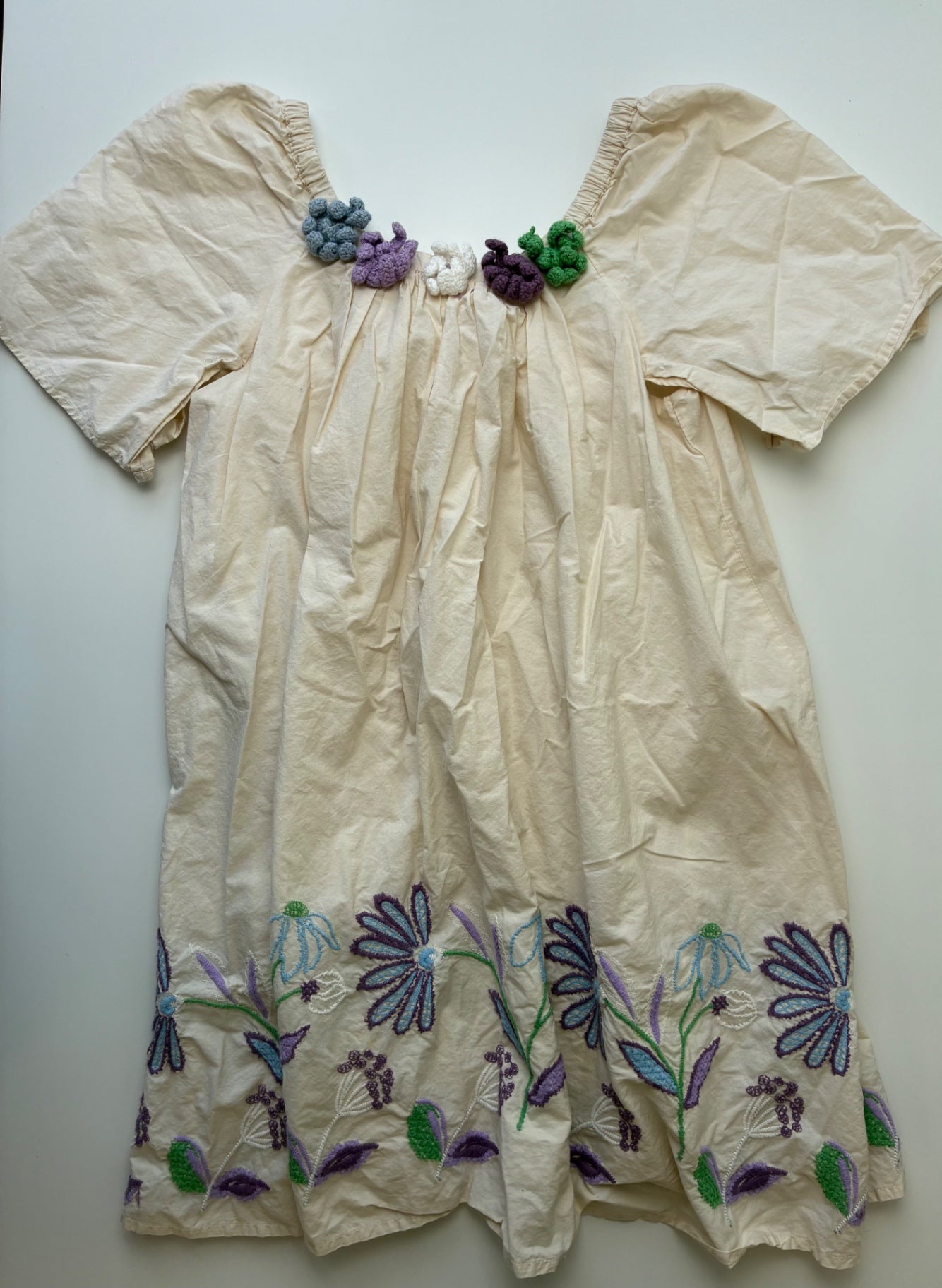 Zara Dress - Cream Embroidered + Flutter Sleeve | size 9