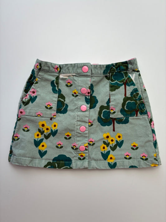 Mini Boden Skirt - Green Floral Corduroy | size 4T/5T