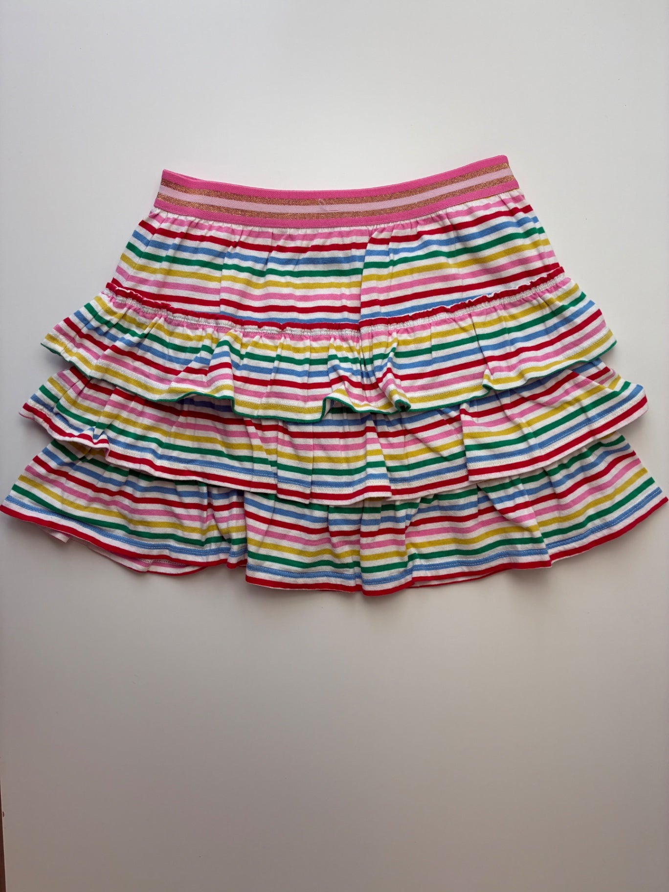 Boden Skirt - Multicolor Striped Frill Jersey | size 11/12