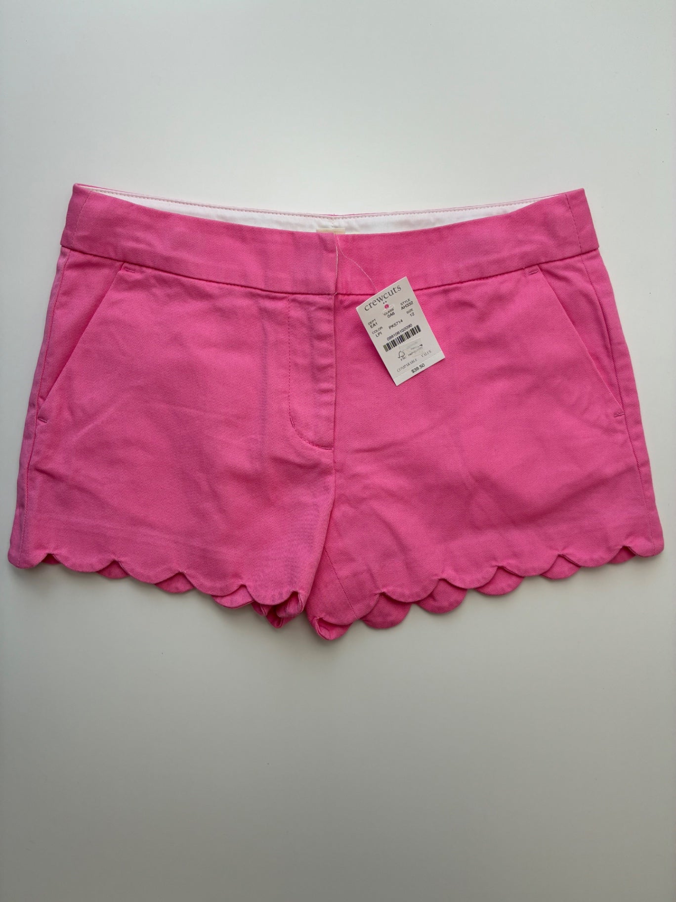 Crewcuts Shorts - Pink Scalloped Hem Chino | size 12