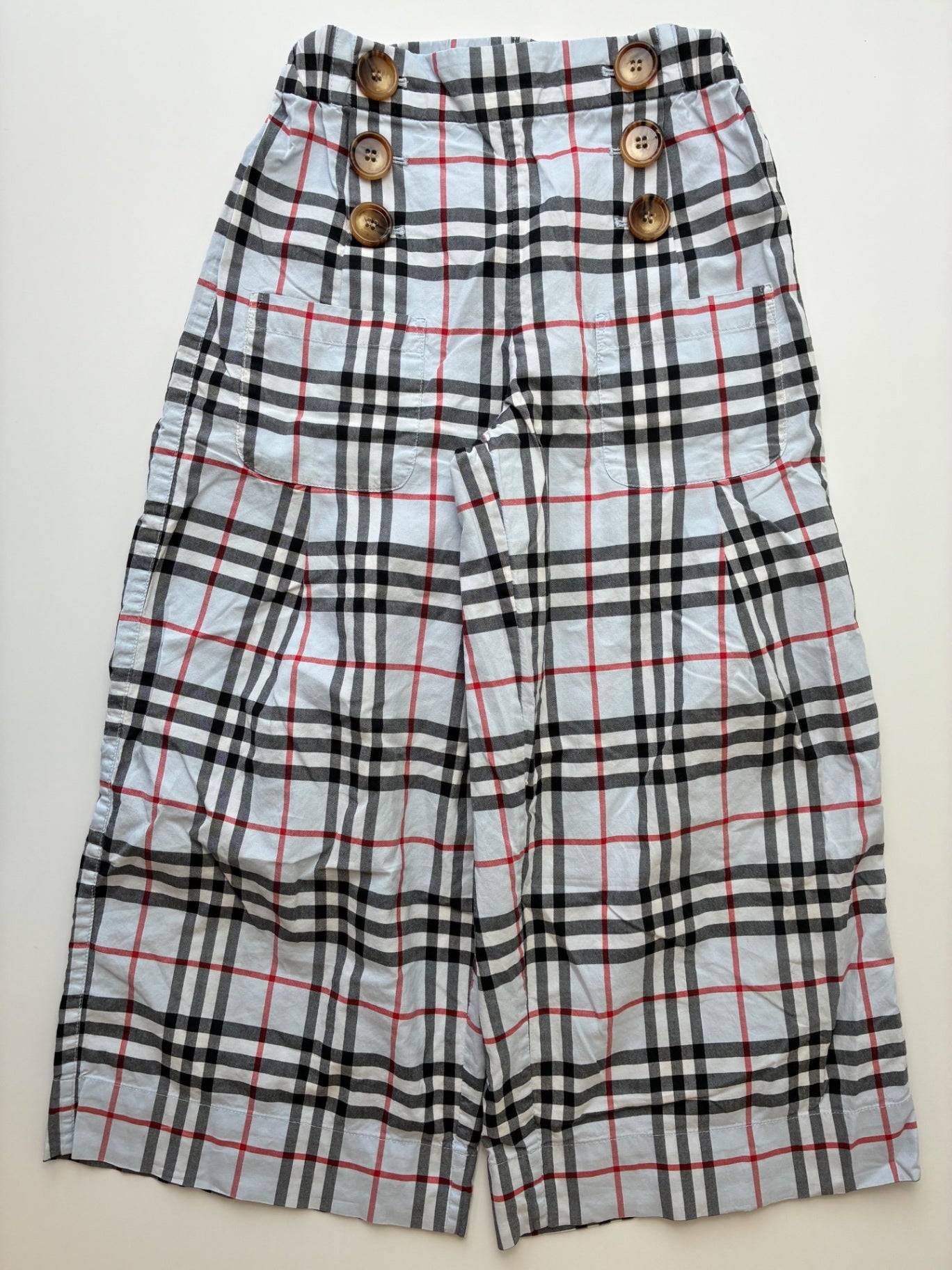 Burberry Pants - Blue Check 100% Cotton Trousers | size 8