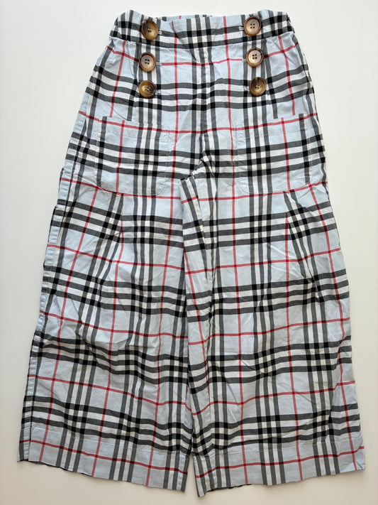 Burberry Pants - Blue Check 100% Cotton Trousers | size 8