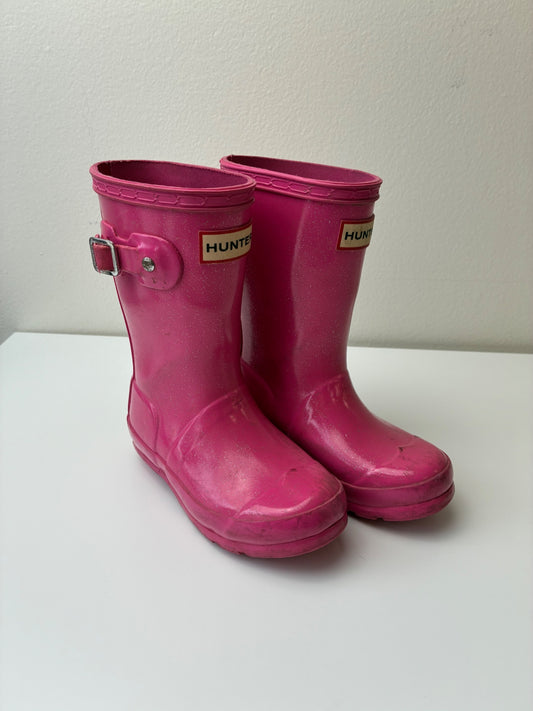 Hunter Shoes - Pink Glitter Rain Boots | size Shoe 10/11