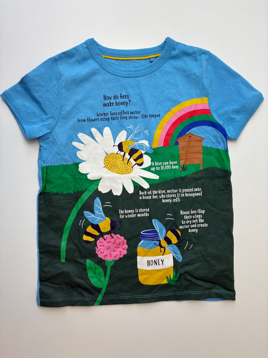 Mini Boden T-Shirt - Blue Bees + Honey | size 9/10