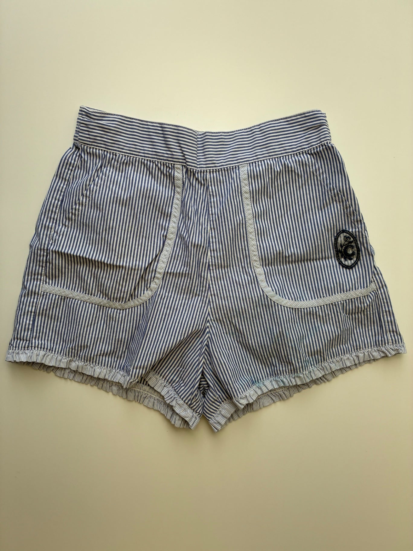 Chloe Shorts - Blue Striped 100% Cotton | size 10