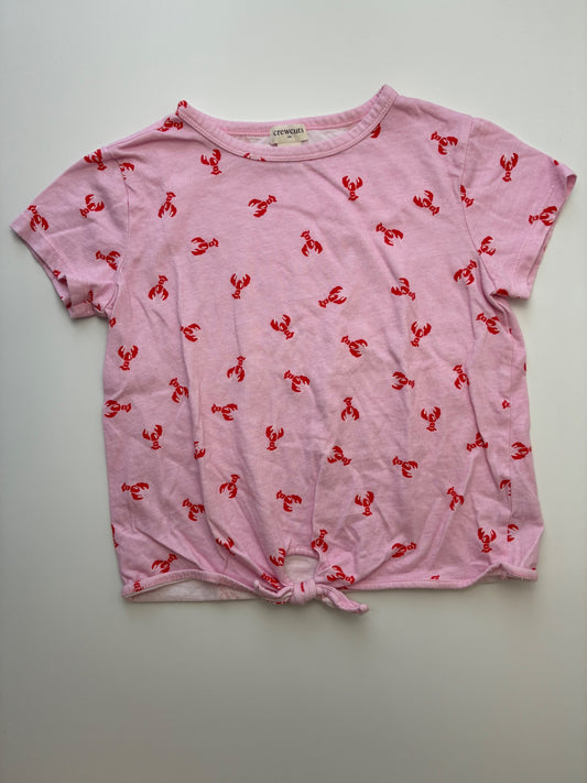 Crewcuts T-Shirt - Pink Lobsters Front Tie | size 8