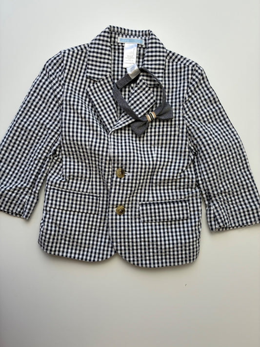 Janie and Jack Blazer - 100% Cotton Gingham with Bow Tie | size 18 - 24 Months