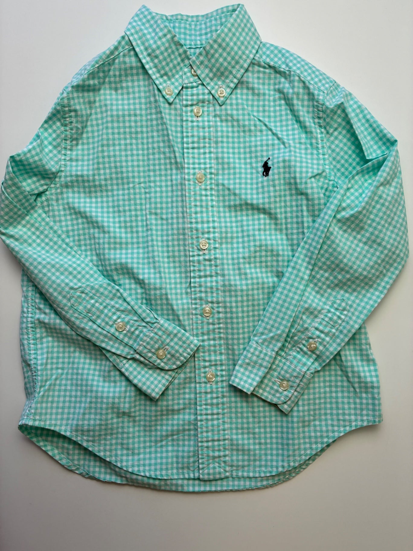 Ralph Lauren Shirt - Green Gingham Button Down | size 5T