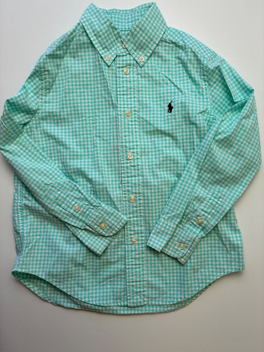 Ralph Lauren Shirt - Green Gingham Button Down | size 5T