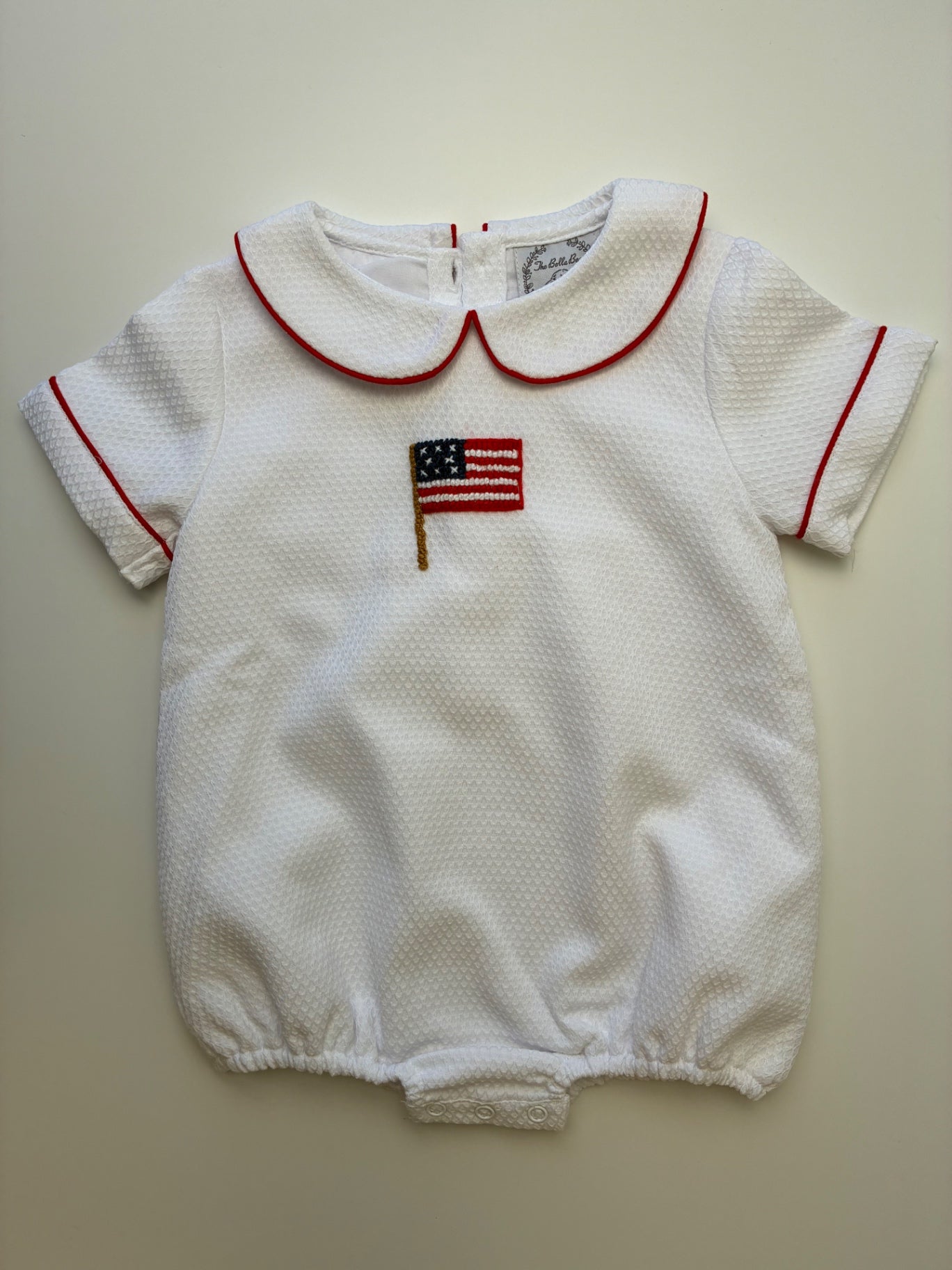 The Bella Bean Onesie - White American Flag Bubble | size 12 Months