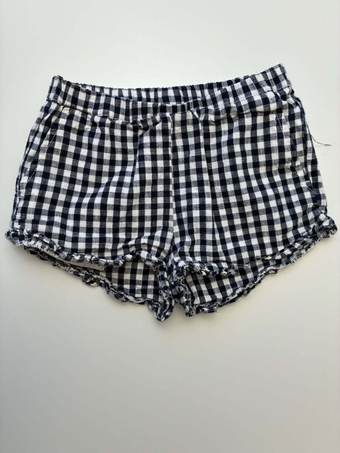Crewcuts Shorts - Navy Blue Gingham Ruffle Hem | size 3T