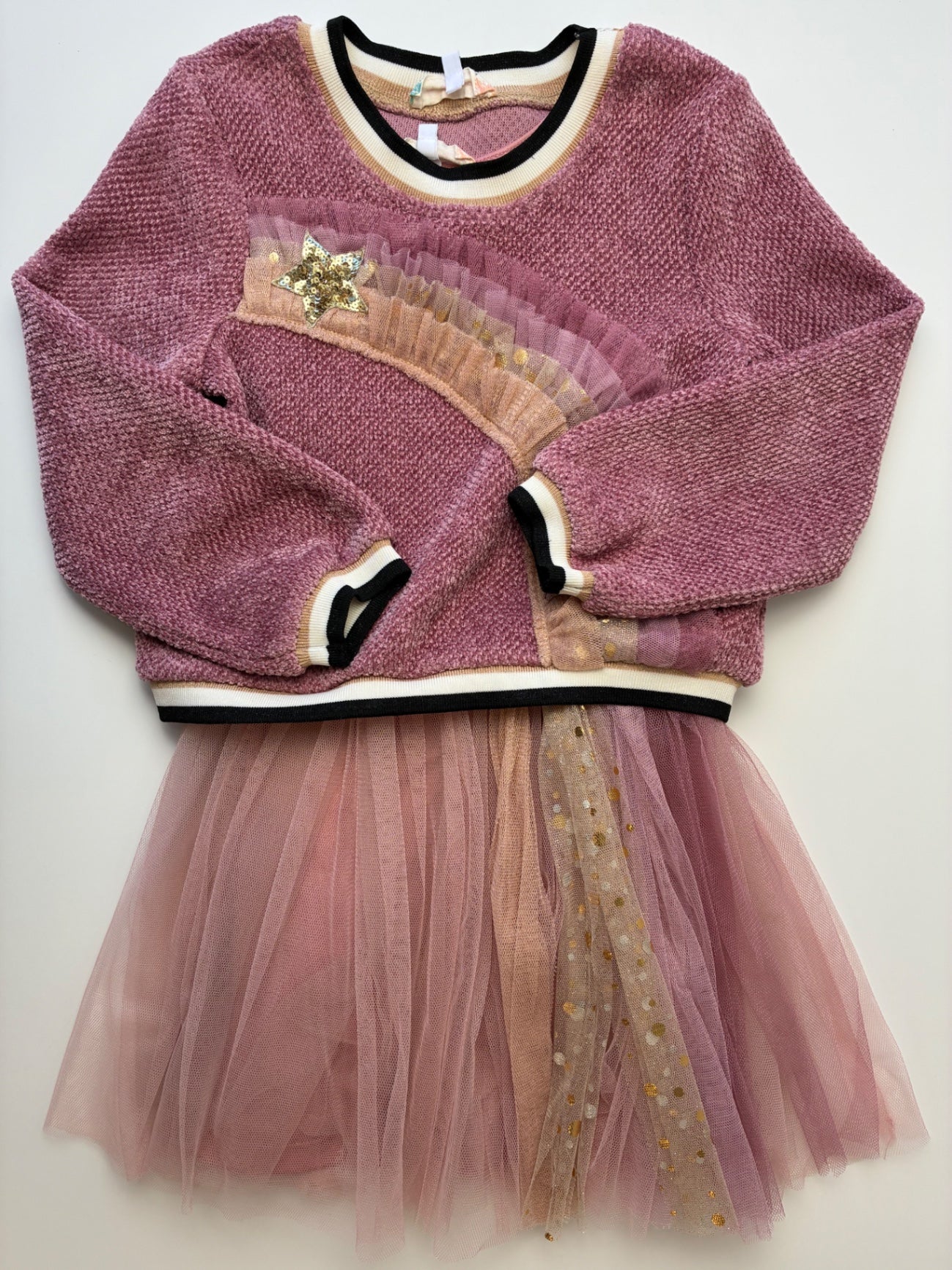 Truly Me 2 Piece Ensemble - Pink Shooting Star Sweater + Tulle Dress | size 6