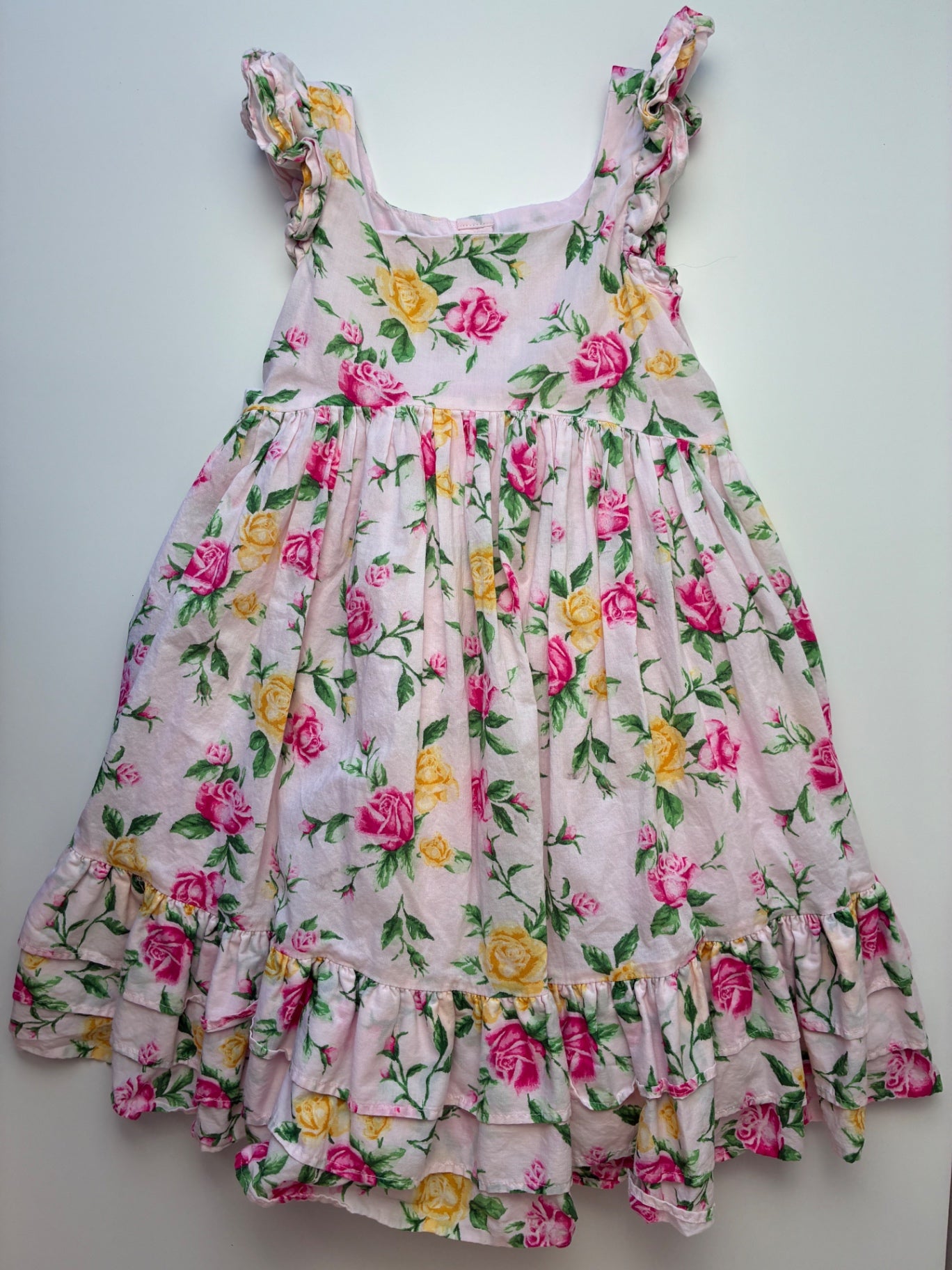 Janie and Jack Dress - Pink Floral Ruffle Hem | size 5T