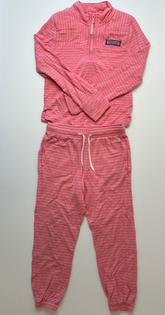 Vineyard Vines 2 Piece Ensemble - Pink Striped 1/4 Zip + Joggers | size 5T/6