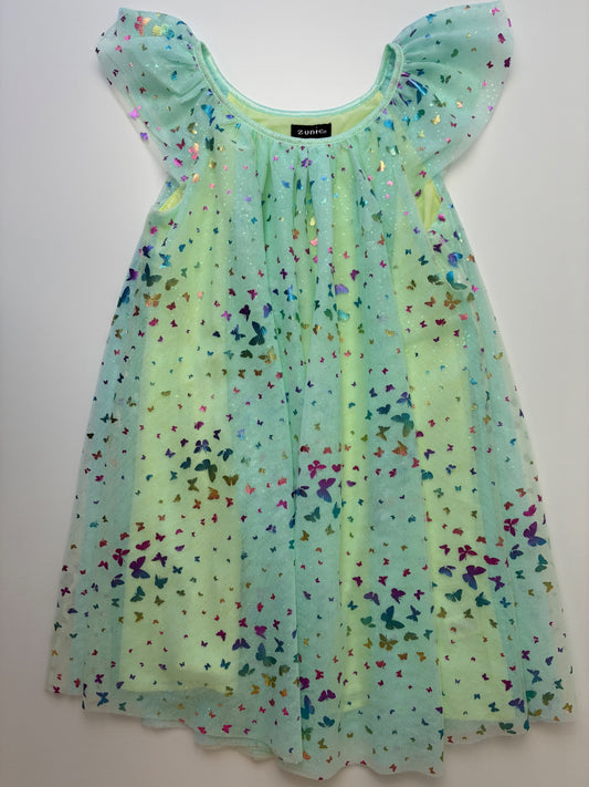 Zunie Dress - Green Rainbow Butterfly Tulle | size 8