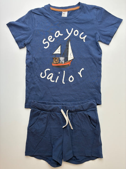 H&M 2 Piece Ensemble - Navy Blue 100% Cotton T-Shirt + Shorts | size 4T