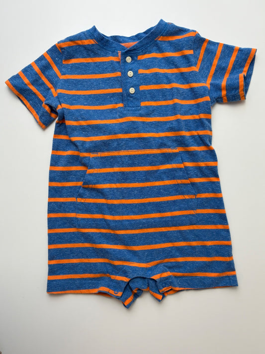 Primary Romper - Blue Baby Henley Stripe | size 18 - 24 Months