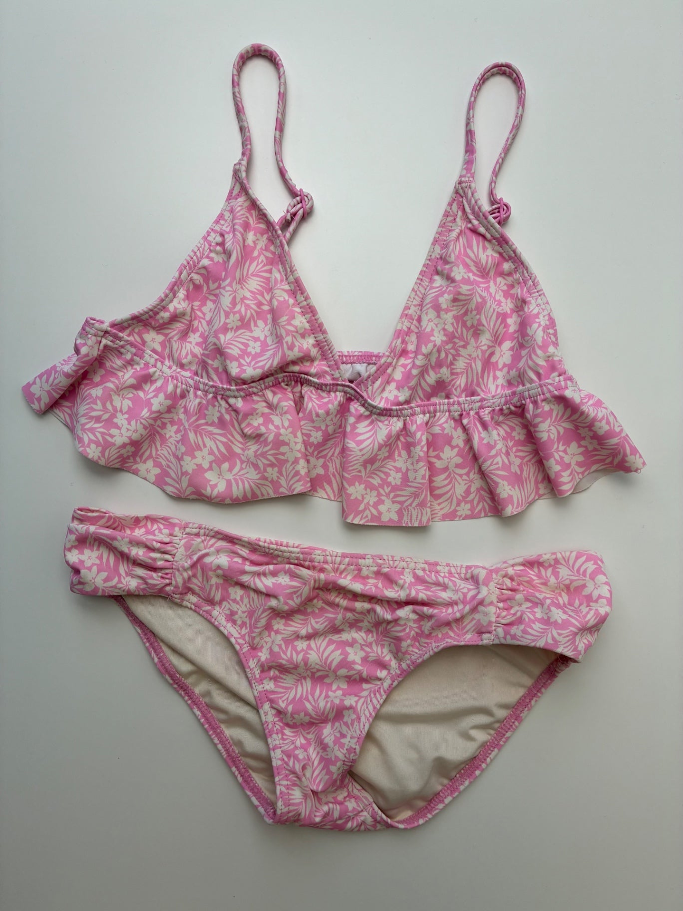 Billabong Swimsuit - Pink Floral Ruffle Bikini | size 10