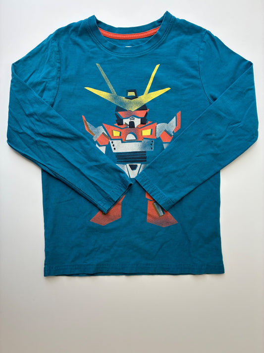 Tea Long Sleeve T-Shirt - Blue Robot Graphic | size 8