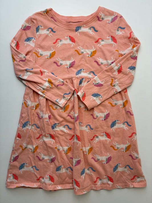 Old Navy Dress - Orange Long Sleeve + Unicorns | size 5T