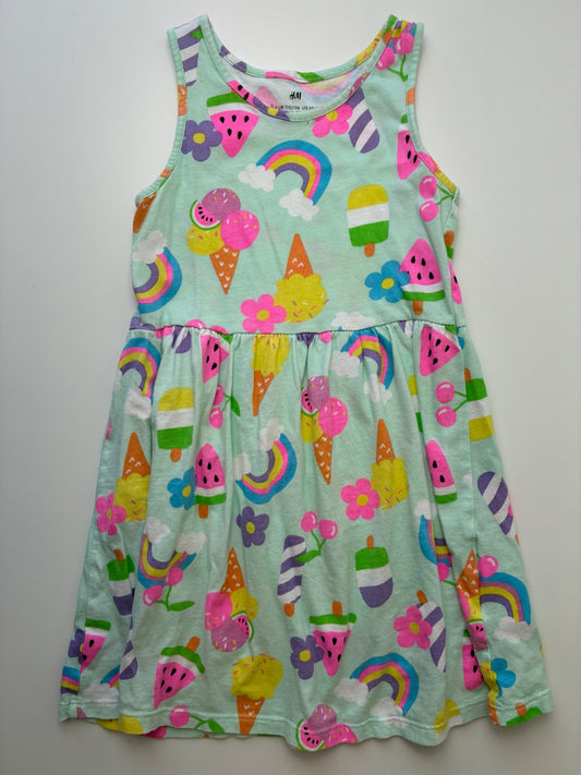 H&M Dress - Multicolor Ice Cream + Rainbows 100% Cotton | size 5T/6