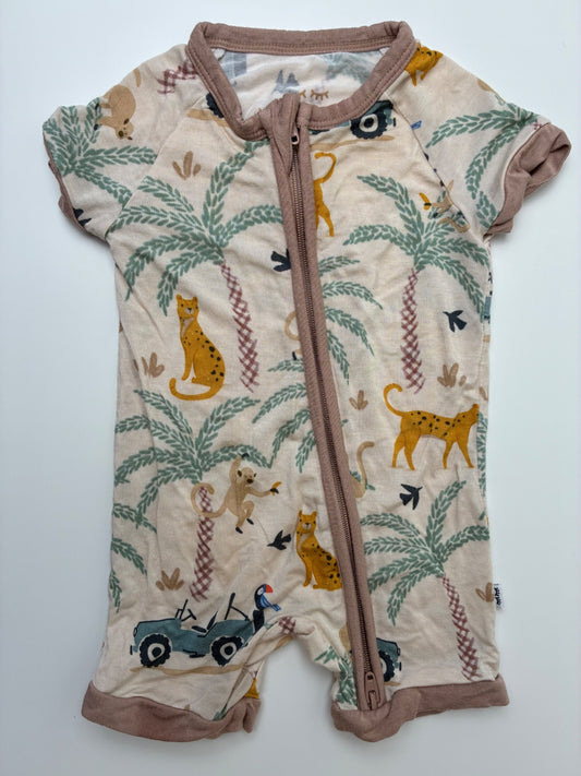 Little Sleepies Onesie - Tan Jungle Print | size 0 - 3 Months