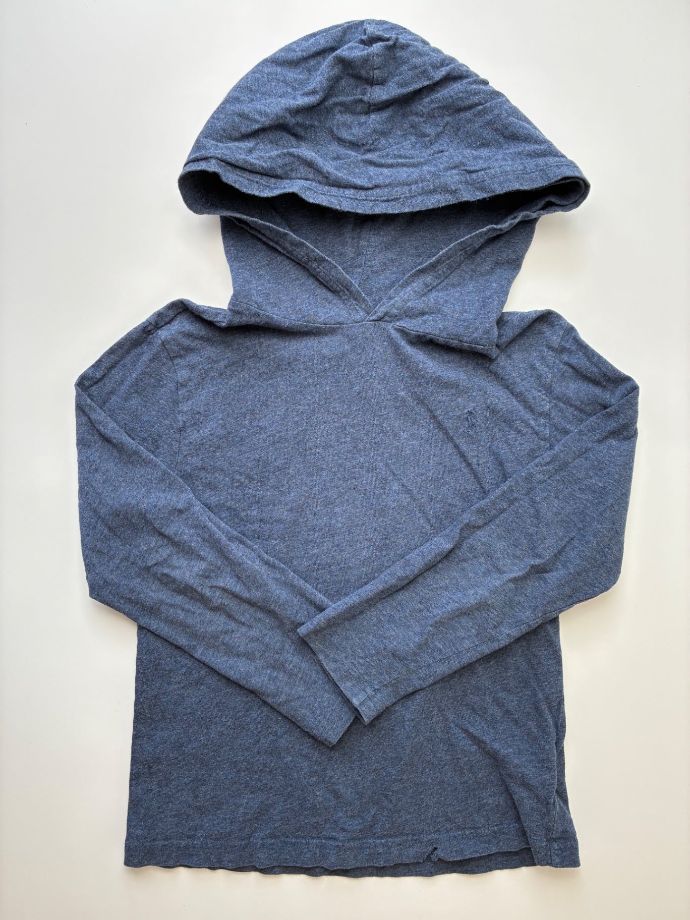 Polo Ralph Lauren Long Sleeve T-Shirt - Navy Blue Heathered w/ Hood | size 7
