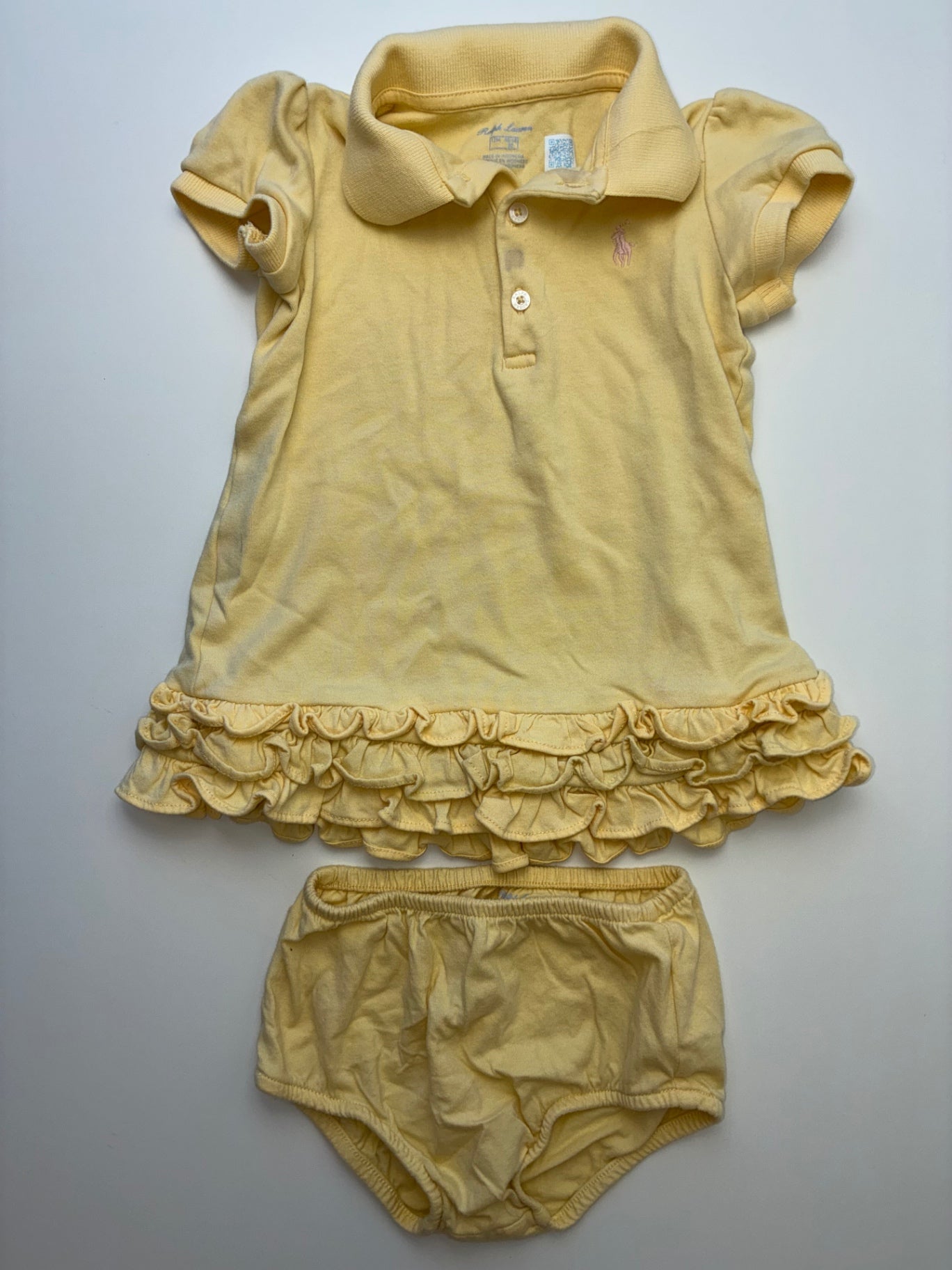 Ralph Lauren Dress - Yellow Ruffle Polo + Bloomers | size 12 Months